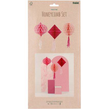 Feestbazaar Honeycomb Set Perfect Pink 3-Delig