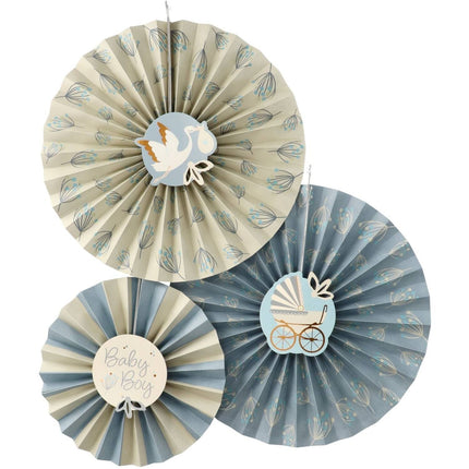 Feestbazaar Honeycomb Waaier Blooming Baby Boy (3st)