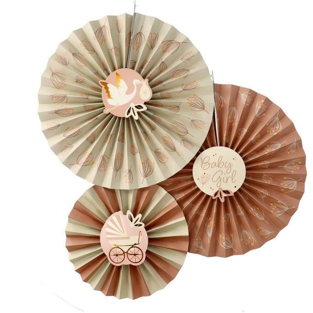 Feestbazaar Honeycomb Waaier Blooming Baby Girl (3st)