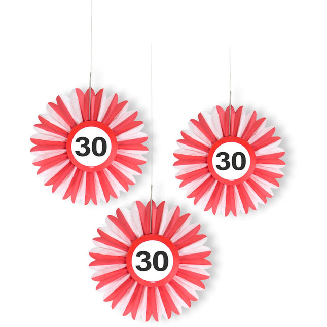 Feestbazaar Honeycomb waaier verkeersbord 30 jaar
