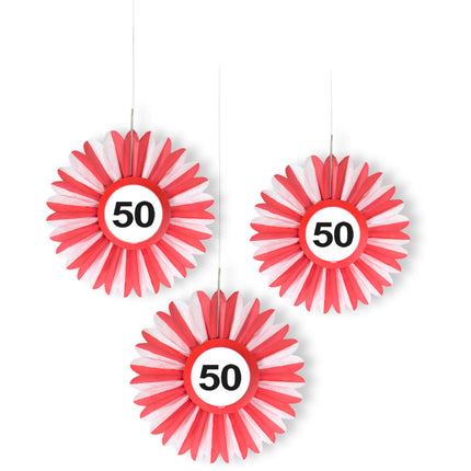 Feestbazaar Honeycomb waaier verkeersbord 50 jaar