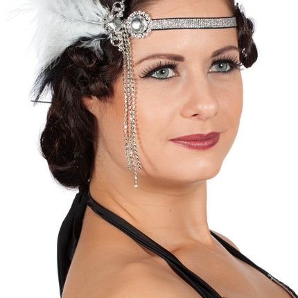 Feestbazaar Hoofband Charleston Met Witte Veer