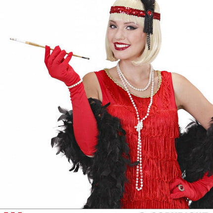 Feestbazaar Hoofdband 20's pailletten rood