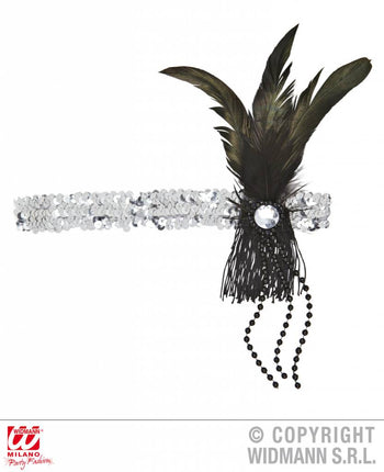 Feestbazaar Hoofdband 20's pailletten zilver