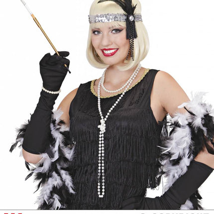 Feestbazaar Hoofdband 20's pailletten zilver