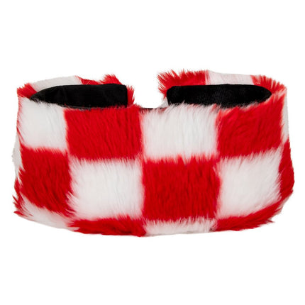 Feestbazaar Hoofdband Bont Rood Wit geblokt