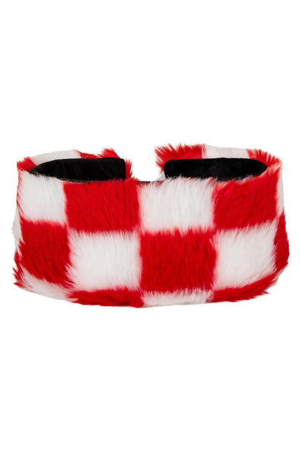 Feestbazaar Hoofdband Bont Rood Wit geblokt
