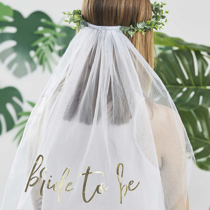 Feestbazaar Hoofdband 'Bride To Be' Sluier Eucalyptus