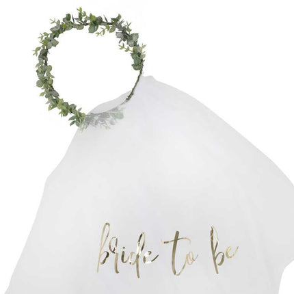 Feestbazaar Hoofdband 'Bride To Be' Sluier Eucalyptus