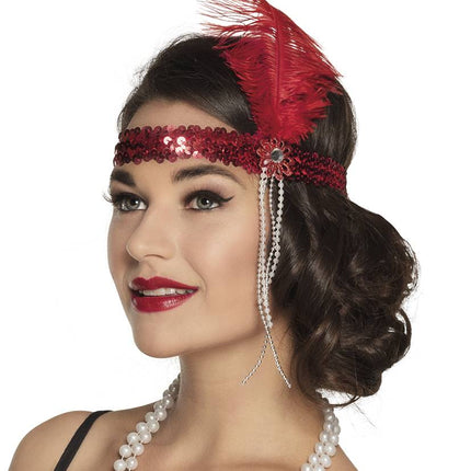 Feestbazaar Hoofdband Flapper rood