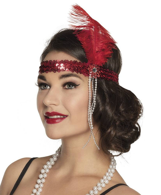 Feestbazaar Hoofdband Flapper rood
