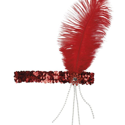 Feestbazaar Hoofdband Flapper rood