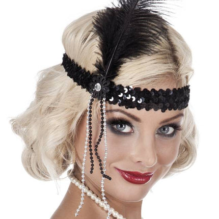 Feestbazaar Hoofdband Flapper zwart