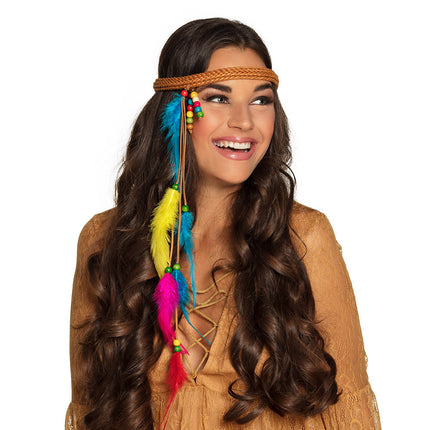Feestbazaar Hoofdband Hippie Met Veren