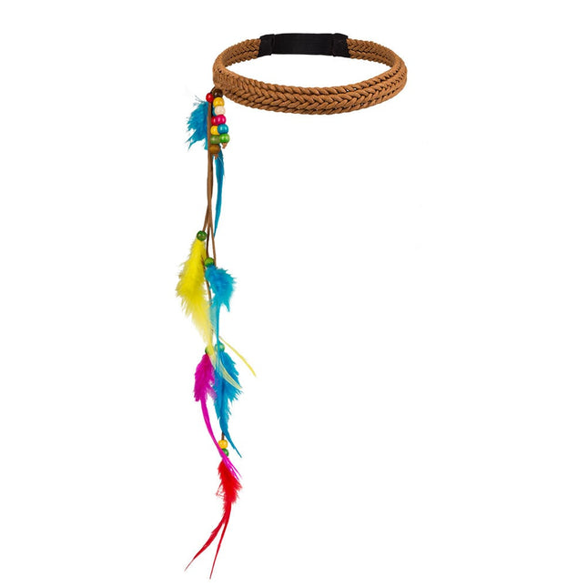 Feestbazaar Hoofdband Hippie Met Veren
