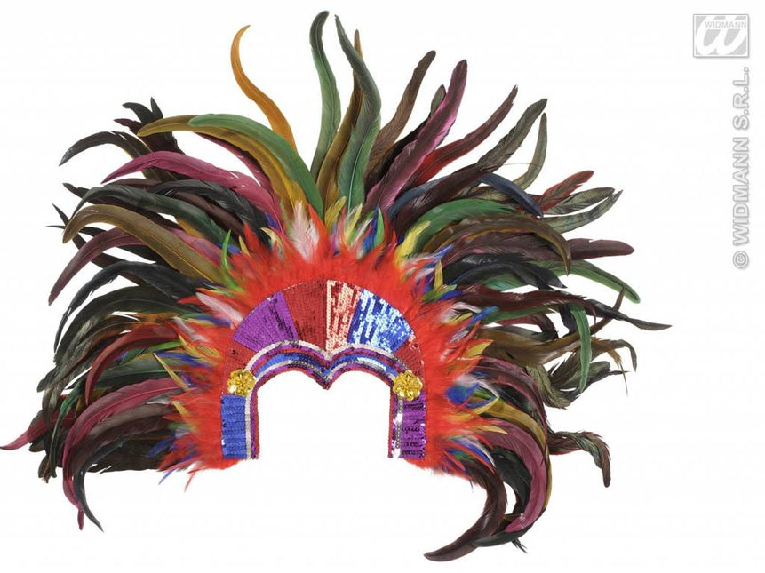 Feestbazaar Hoofdband tropicana met pailletten en veren