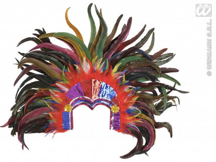 Feestbazaar Hoofdband tropicana met pailletten en veren