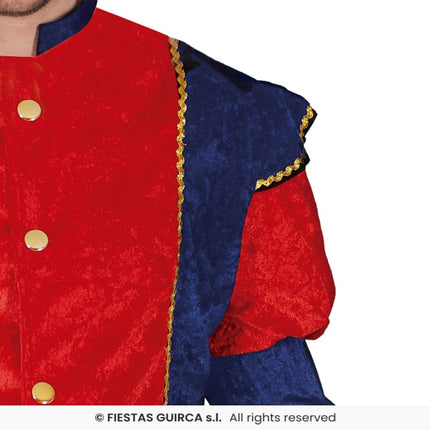 Feestbazaar Hoofdpiet Kostuum Blauw/Rood