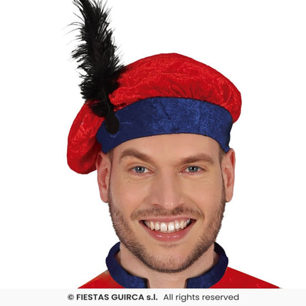 Feestbazaar Hoofdpiet Kostuum Blauw/Rood