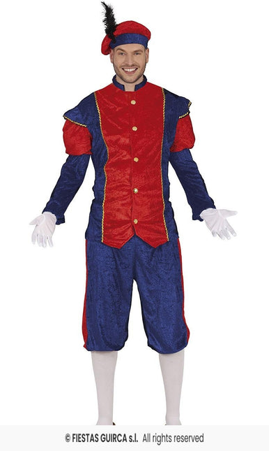 Feestbazaar Hoofdpiet Kostuum Blauw/Rood