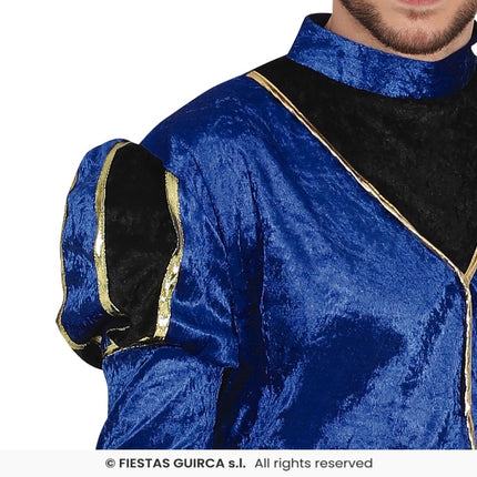 Feestbazaar Hoofdpiet Kostuum Blauw/Zwart
