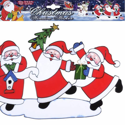 Feestbazaar Horizontale kerstman sticker 40cm
