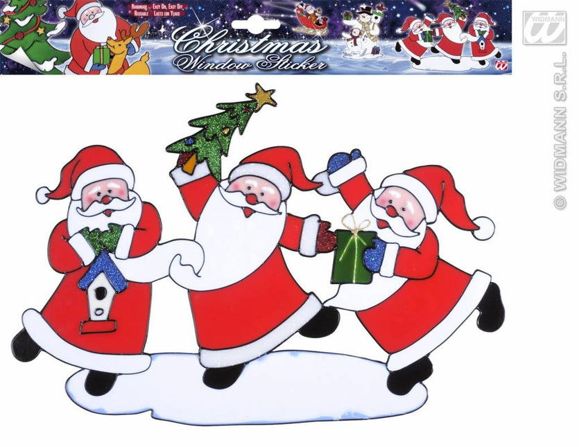 Feestbazaar Horizontale kerstman sticker 40cm