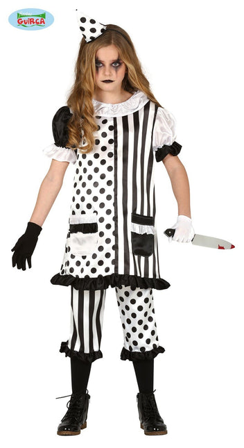 Feestbazaar Horror Clown Kostuum Meisje Zwart/Wit