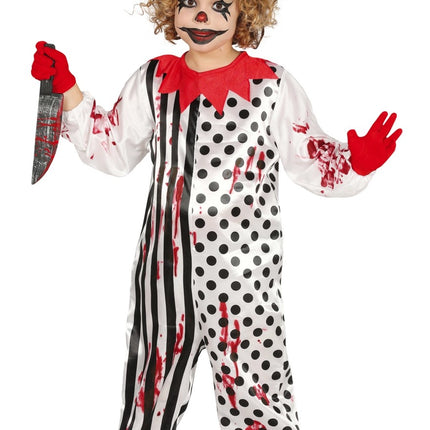 Feestbazaar Horror Clown Pierrot Jumpsuit Kind