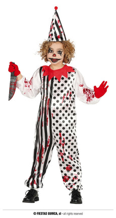 Feestbazaar Horror Clown Pierrot Jumpsuit Kind