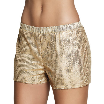 Feestbazaar Hotpants pailletten goud