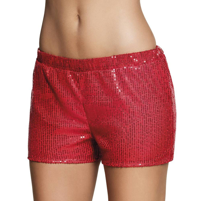 Feestbazaar Hotpants pailletten rood