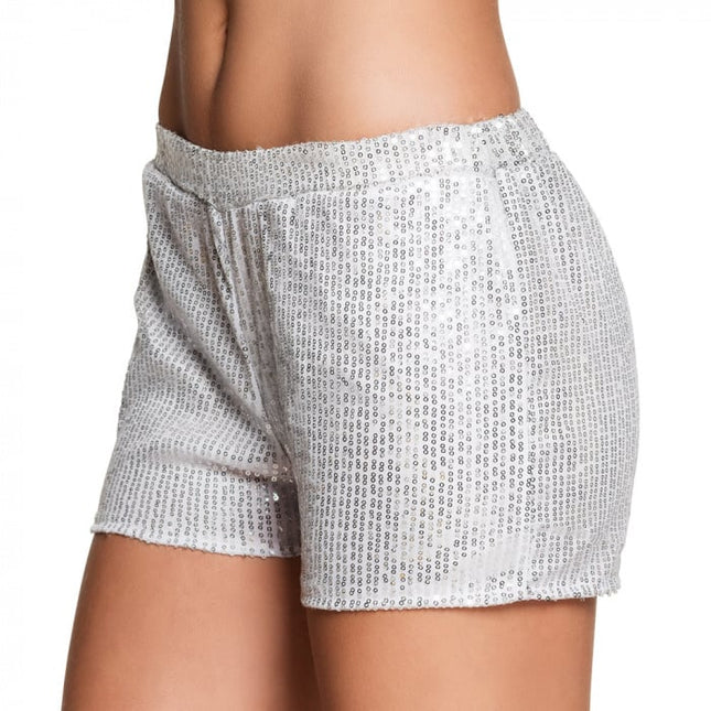 Feestbazaar Hotpants Pailletten Zilver