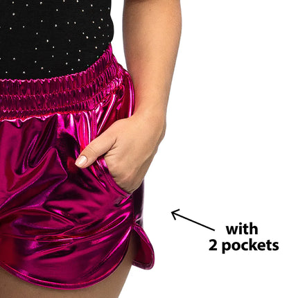 Feestbazaar Hotpants Shiny Fuchsia Stretch