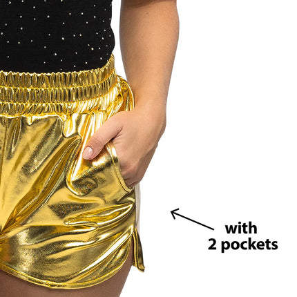 Feestbazaar Hotpants Shiny Goud Stretch