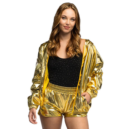 Feestbazaar Hotpants Shiny Goud Stretch