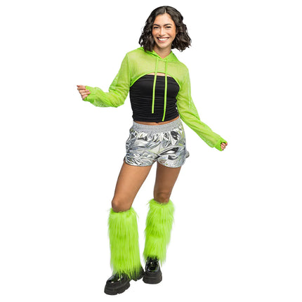 Feestbazaar Hotpants Shiny Zilver Stretch