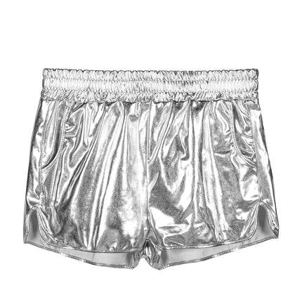 Feestbazaar Hotpants Shiny Zilver Stretch