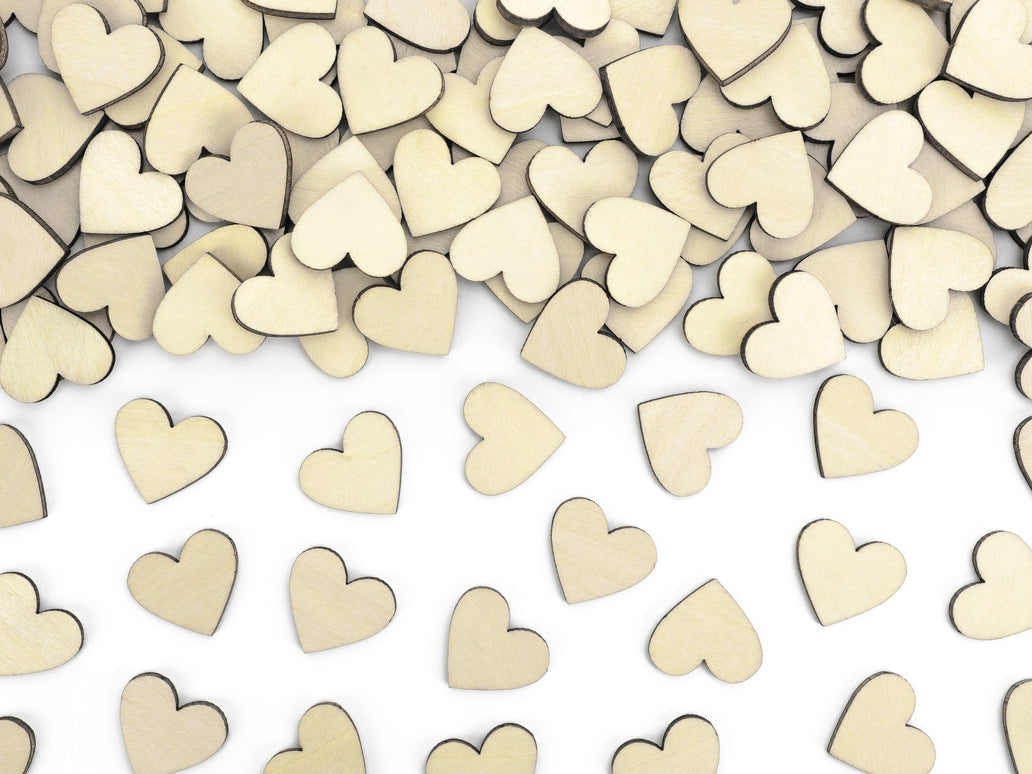 Feestbazaar Houten Confetti Hartjes (50st)