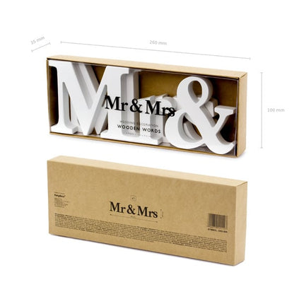 Feestbazaar Houten Decoratie Mr & Mrs Wit