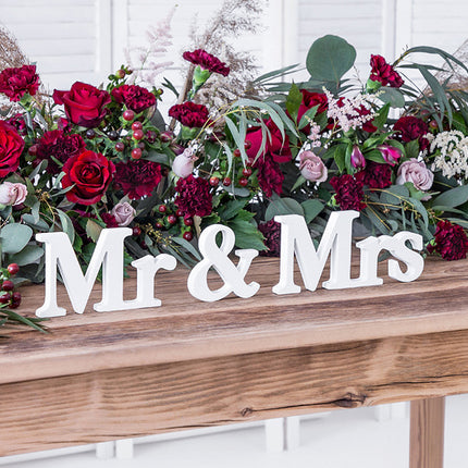 Feestbazaar Houten Decoratie Mr & Mrs Wit
