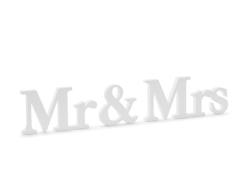 Feestbazaar Houten Decoratie Mr & Mrs Wit