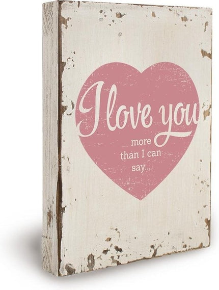 Feestbazaar Houten Decoratiebord - I love you