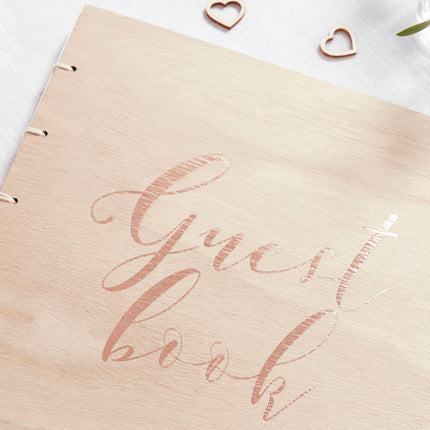 Feestbazaar Houten Gastenboek Roségoud Beautiful Botanics