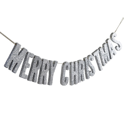 Feestbazaar Houten Glitter Slinger Merry Christmas (70cm)