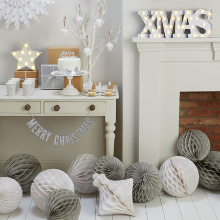 Feestbazaar Houten Glitter Slinger Merry Christmas (70cm)