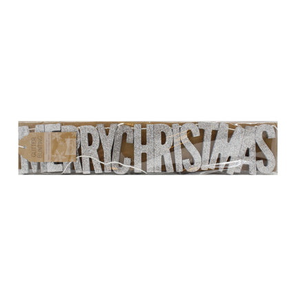 Feestbazaar Houten Glitter Slinger Merry Christmas (70cm)