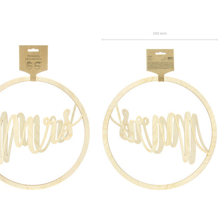 Feestbazaar Houten Hangdecoratie "Mr" & "Mrs"