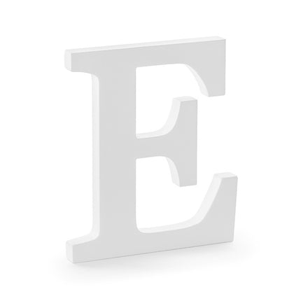 Feestbazaar Houten letter E Wit (17x20cm)