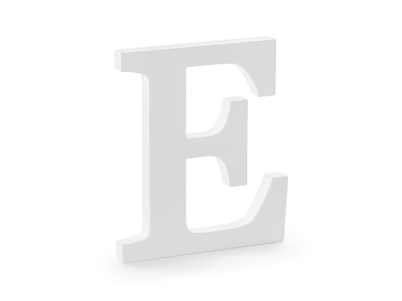 Feestbazaar Houten letter E Wit (17x20cm)